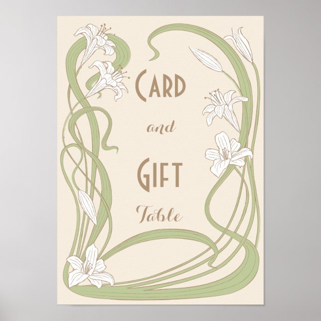 White Lilies Wedding Gift Table Poster (Front)