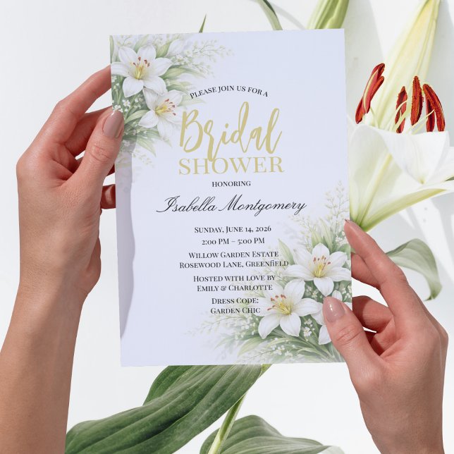 White Lilium Elegant Bridal Shower Floral Invitation (White Lilium Elegant Bridal Shower Floral Invitations
)