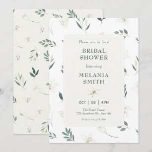 White liliy floral bridal shower invitation
