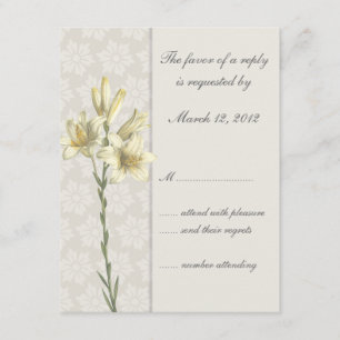 White Lillies Floral Wedding Invitation RSVP