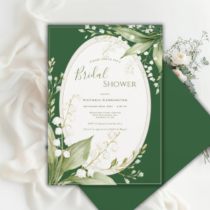 White Lillies of the Valley Whimsical Bridal  Invitation