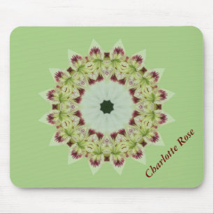 White Lily 16 Point Star Kaleidoscope Mouse Pad