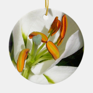 White Lily Ceramic Ornament