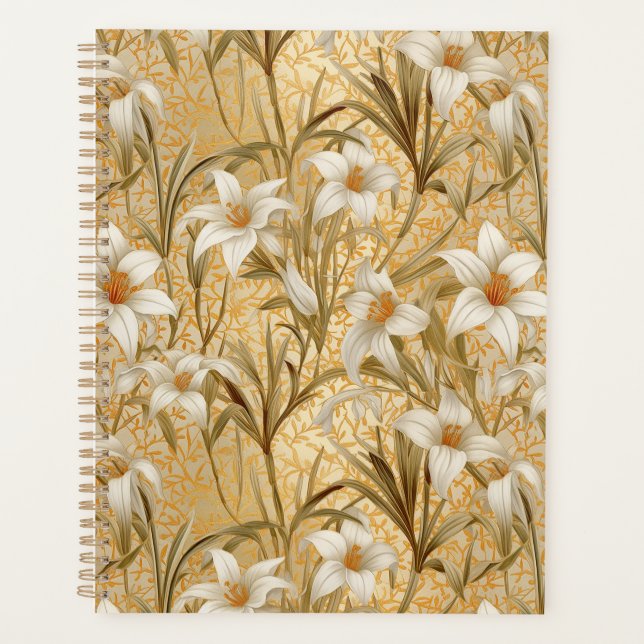 White Lily Chiyogami Planner (Front)