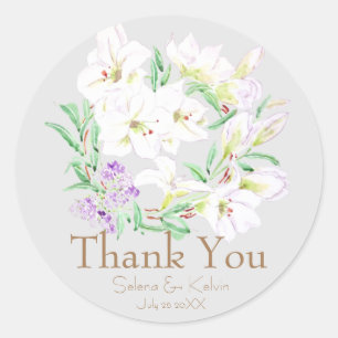 white lily classic round sticker