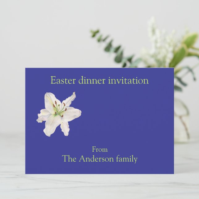 White Lily Easter dinner  Invitation (Standing Front)