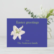 White lily Easter greetings Flat Holiday Card