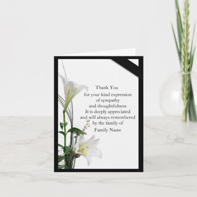 White Lily Flower Blossom Thank You Card (Front)