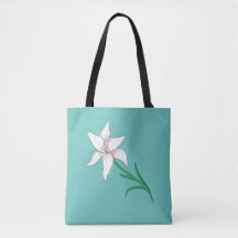 White Lily Flower Mint Green