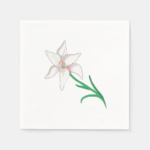 White Lily Flower  Napkin