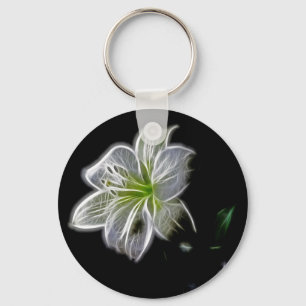 White lily flower nature beauty keychain