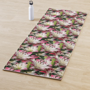 White Lily Flower Nature Pattern Yoga Mat
