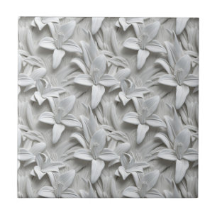 White Lily Flower Seamless Pattern Tile