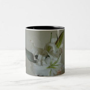 White lily flower Two-Tone coffee mug