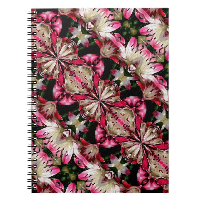White Lily Flowers Abstract Art Notebook (Front)