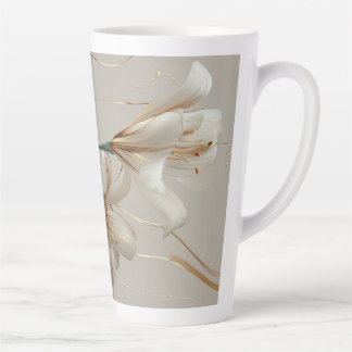 White Lily Gold Minimalist Elegant Neutral Latte Mug