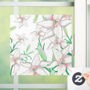 White Lily Illustration Window Cling