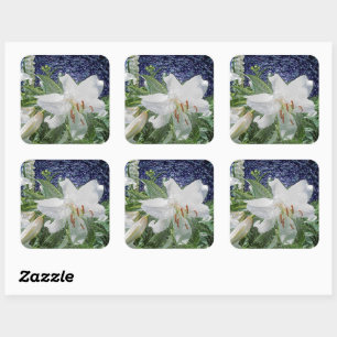 White Lily in a Garden Square Sticker