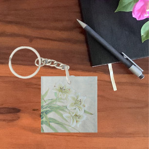 White Lily Keychain