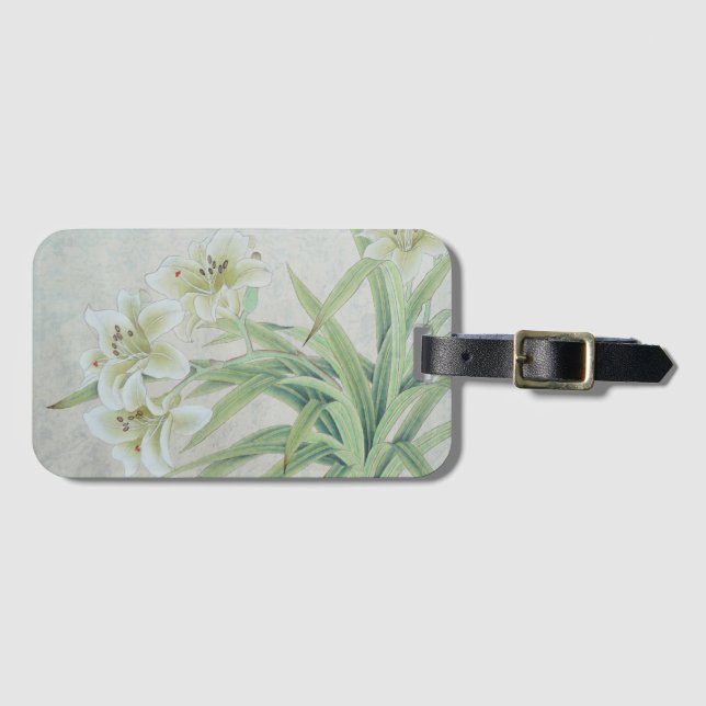 White Lily Luggage Tag (Front Horizontal)