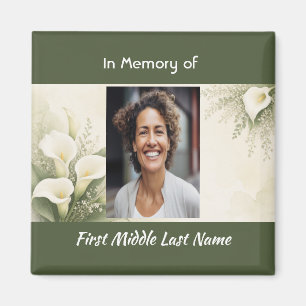 White Lily Memorial Prayer Card Photo Keepsake Magnet