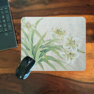 White Lily Mouse Pad