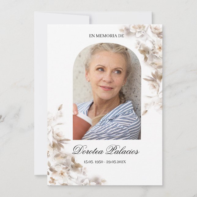 White lily obituary spanish invitation  (Front)