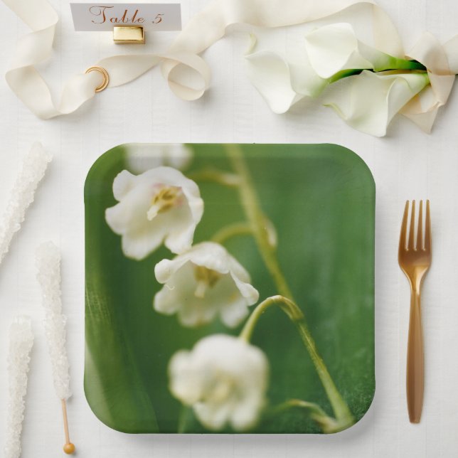 White Lily of the valley (Convallaria majalis)  Paper Plate (Wedding)