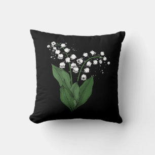 White Lily Of The Valley Spring Flower Watercolor Throw Pillow