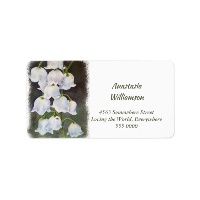 WHITE LILY OF THE VALLEY with RED LADYBUG ADDRESS Label (Front)