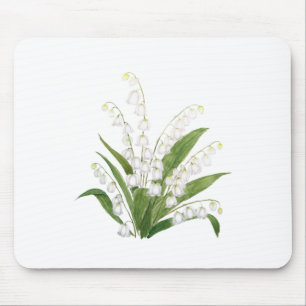 white lily of valley watercolor mouse pad