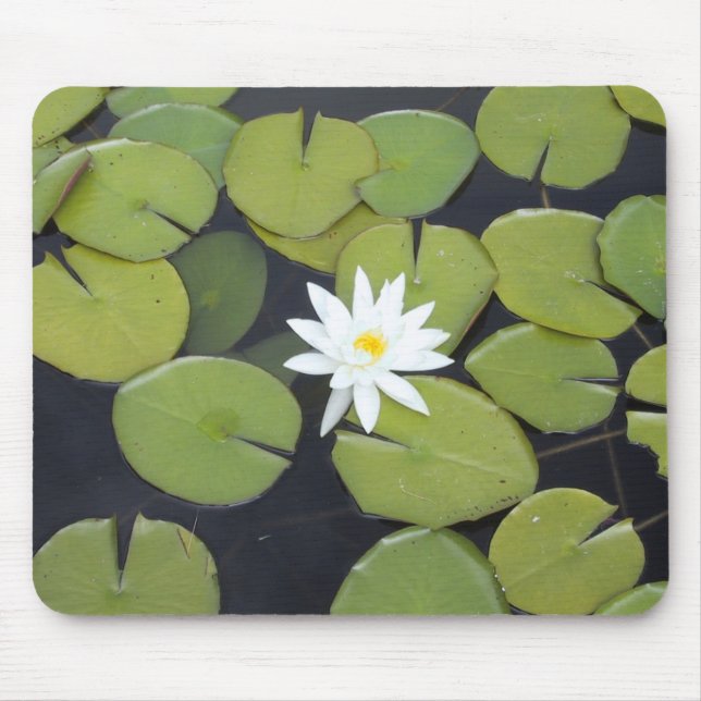 White lily pad mouse pad (Front)