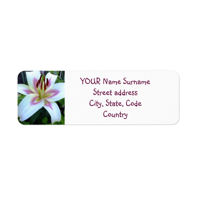 White Lily return Address Label (Front)