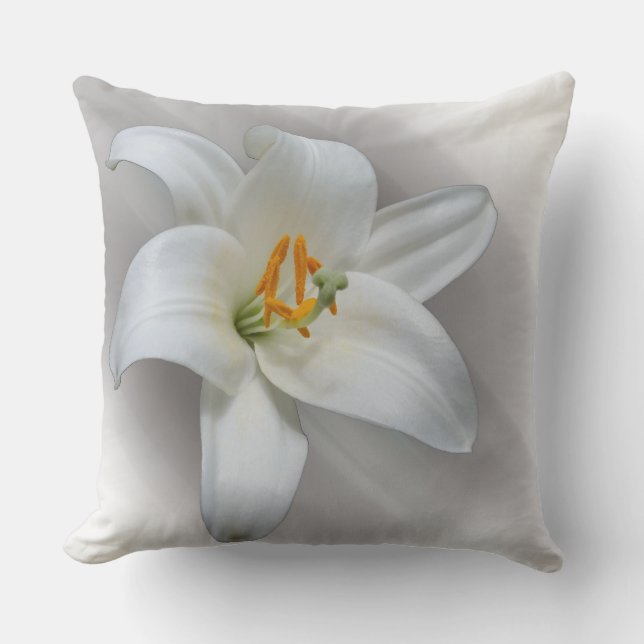 white lily throw pillow (Front)