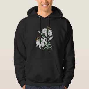 White Lily Vintage Retro Flower Hoodie