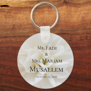 White Lily Wedding Favour Keychain