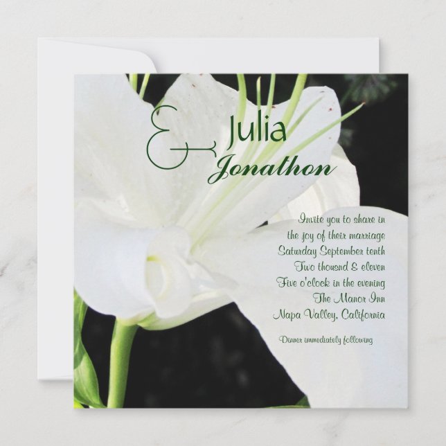 White Lily Wedding Invitation (Front)