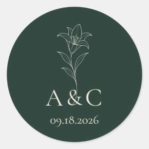 White Lily Wedding Monogram Envelope Seal