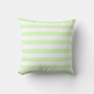 White & Lime Green Pastel Lines Pattern Throw Pillow