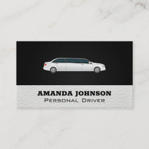 White Limousine   Driving Services Business Card