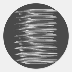 White Line Art Classic Round Sticker