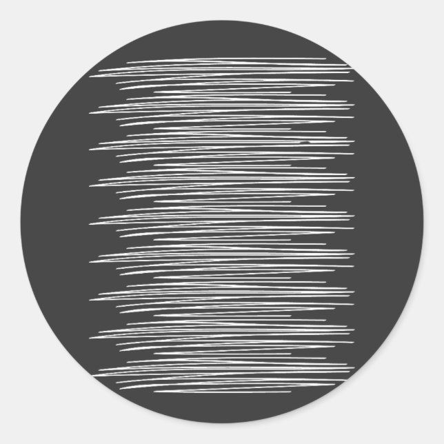 White Line Art Classic Round Sticker (Front)