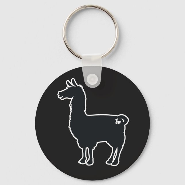 White Line Llama Keychain (Front)