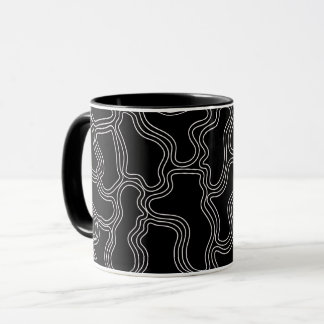 WHITE LINE SHAPES PATTERN MUG