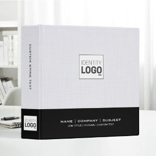 White Linen Black Minimalist Custom Business Logo Binder