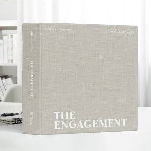 White Linen Engagement Album Personalized Name Binder