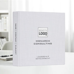 White Linen Fabric Texture Simple Custom Logo Binder