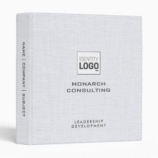 White Linen Fabric Texture Simple Custom Logo Binder