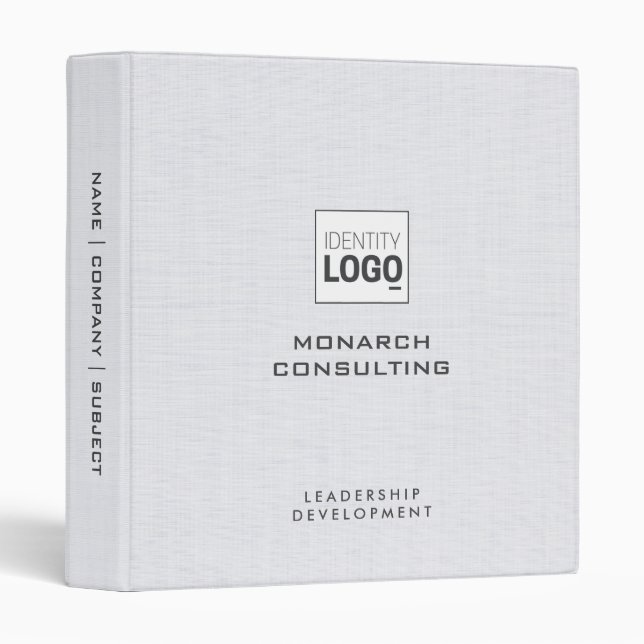 White Linen Fabric Texture Simple Custom Logo Binder (Front/Spine)