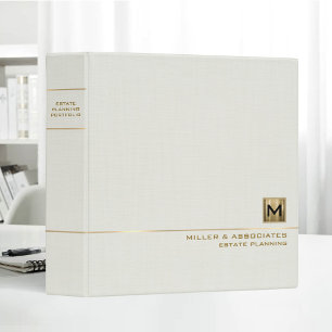 White Linen Gold Logo Monogram Estate Planning Binder